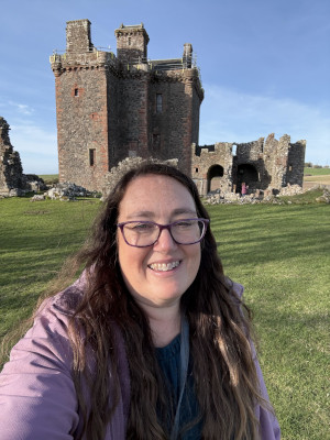 Balvaird Castle - Outlander Blood of My Blood - Leathers - Exterior with Christina Haney